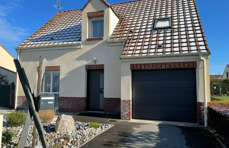Porte de Garage motorisée à refoulement plafond en noir sablé